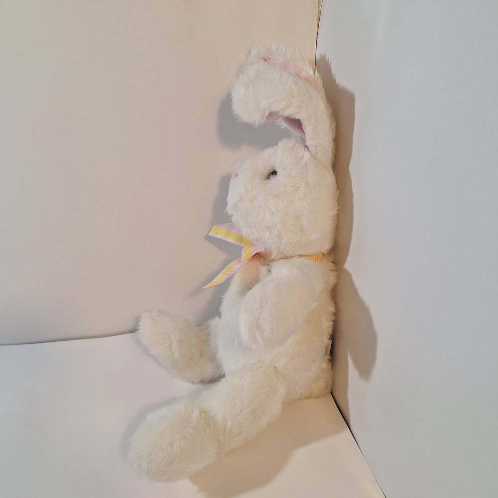 Gund Posie Pink White Bunny Rabbit Plush‎ Stuffed Animal With Plaid Bow - Picture 2 of 5